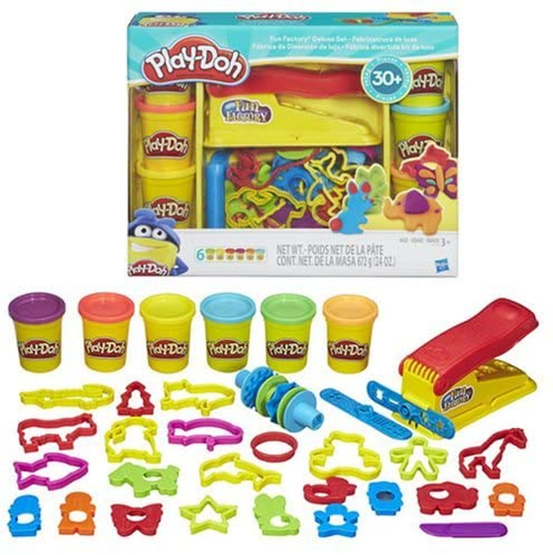 Play Doh Fun Factory Deluxe Set, 6 Cans, 31 Tools, Perfect for Easter Crafts, Ba