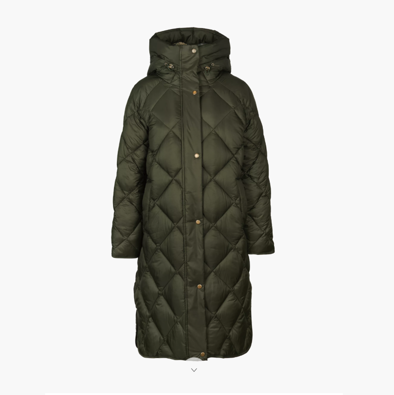 BARBOUR BARBOUR SANDYFORD QUILTED LONGLINE COAT MSRP$480 WARM + ATTRACTIVE + PRACTICAL