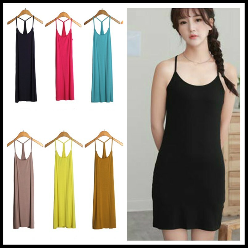 Women Modal Strappy Slip Dress Spaghetti Under Dress Petticoat Sundress Stretchy