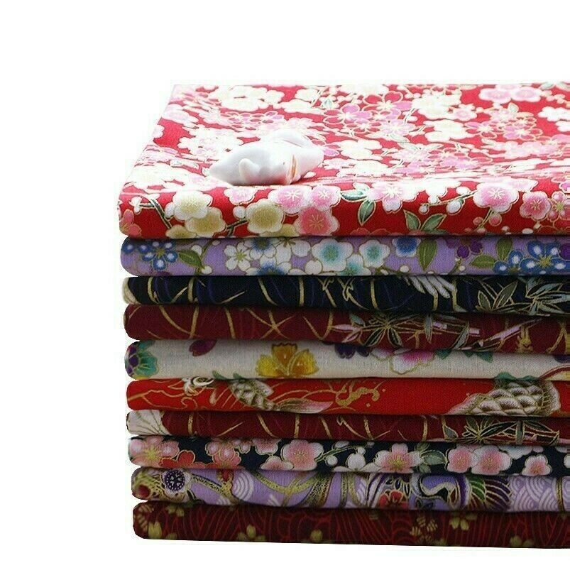 Giapponesi Cotone Floreale Tessuto Panno Vintage Kimono Oceano Onda 100*150cm