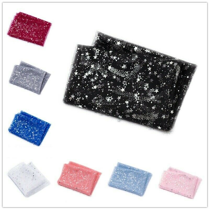 200 150CM Netzstoff Glänzend Silberfolie Glitter Stars Tuch DIY Handarbeiten
