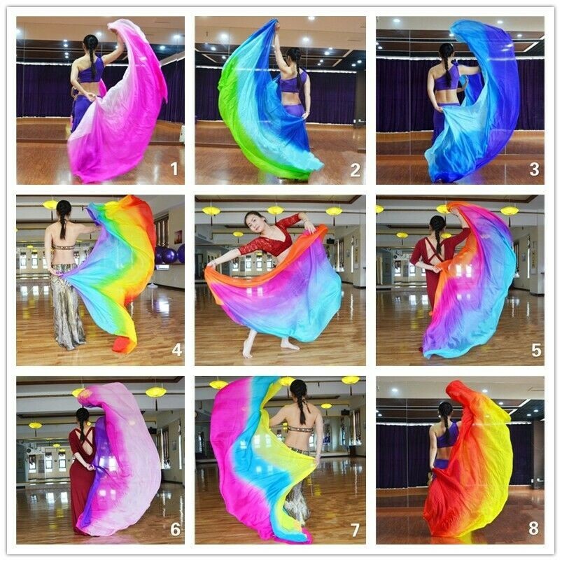 Belly Dance Costume Gradient Color Dancing Silk-likeShawl Scarf Veil Dancewear