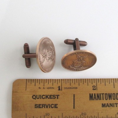 USA Coin Cuff Links - 1944 Eagle & Shield Bronze Repurposed Vintage WWII Coins