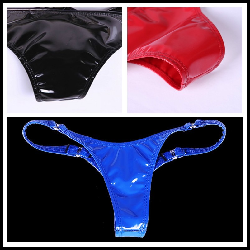 Femme Élasthanne Latex Slip Sous-Vêtements Mini-Slips Sexy Mini Culotte G-String