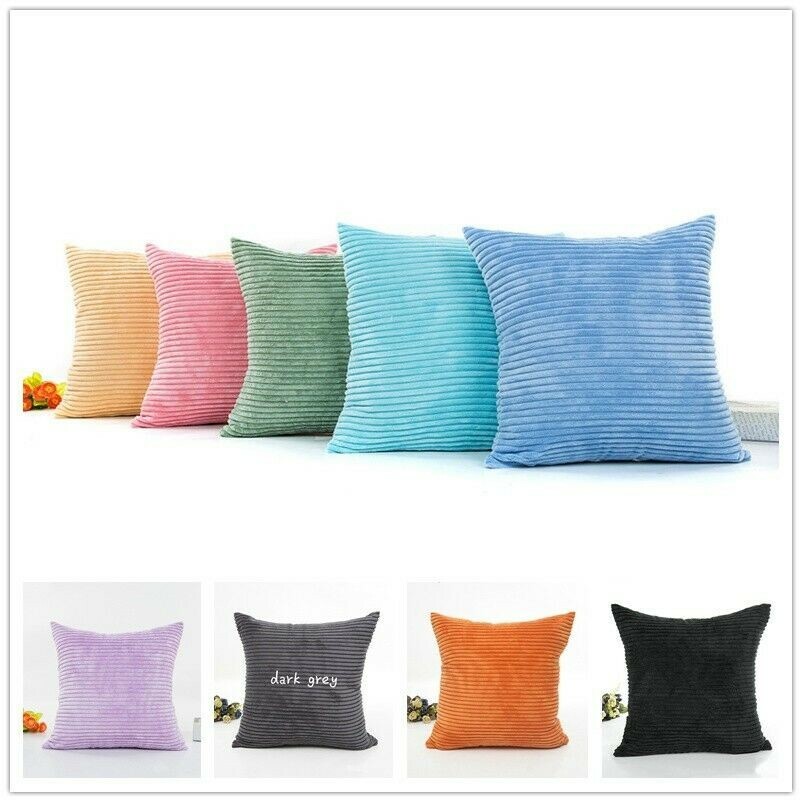 Corduroy Cushion Covers Striped Soft Plush Cuddly Throw Pillow Cases Home Decor