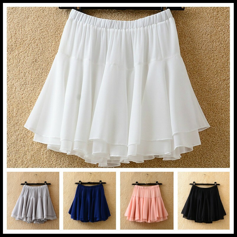 Damen Chiffon Ruffles Rock Petticoat Mehrlagig Kurz Halber Slip Mini Culotte