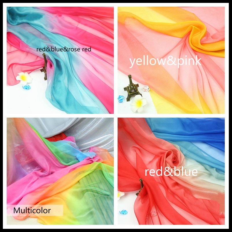 Gradient Chiffon Fabric Rainbow Dance Costume Stage DIY Clothes Dress Craft