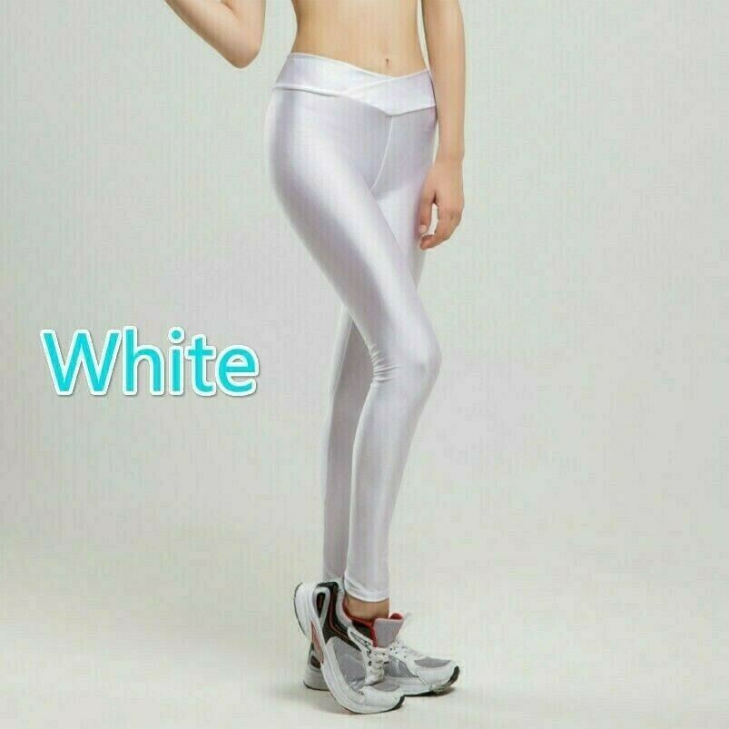 Donna Sport Leggings Lucido Skinny Elasticizzato Fitness Yoga Pantaloni Casual,