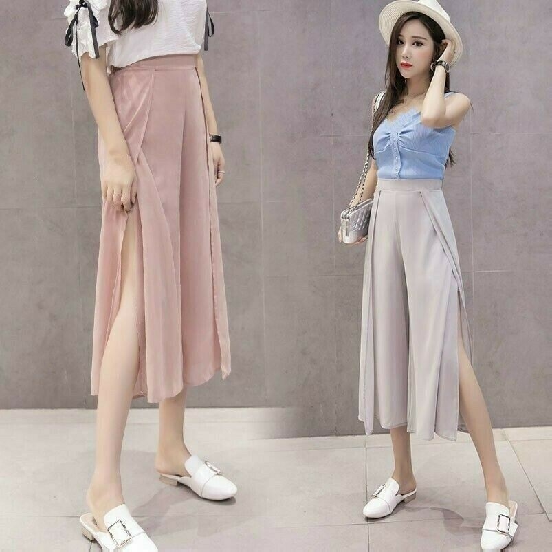 Pantaloni Danza Del Ventre In Chiffon - Donna, Gamba Larga Con Spacco E Paillettes - Foto 12