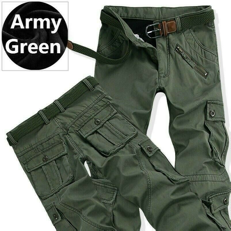 Uomo Militare Cargo Caldo Pantaloni Tactical Elasticizzato Lungo Tasca Esterno