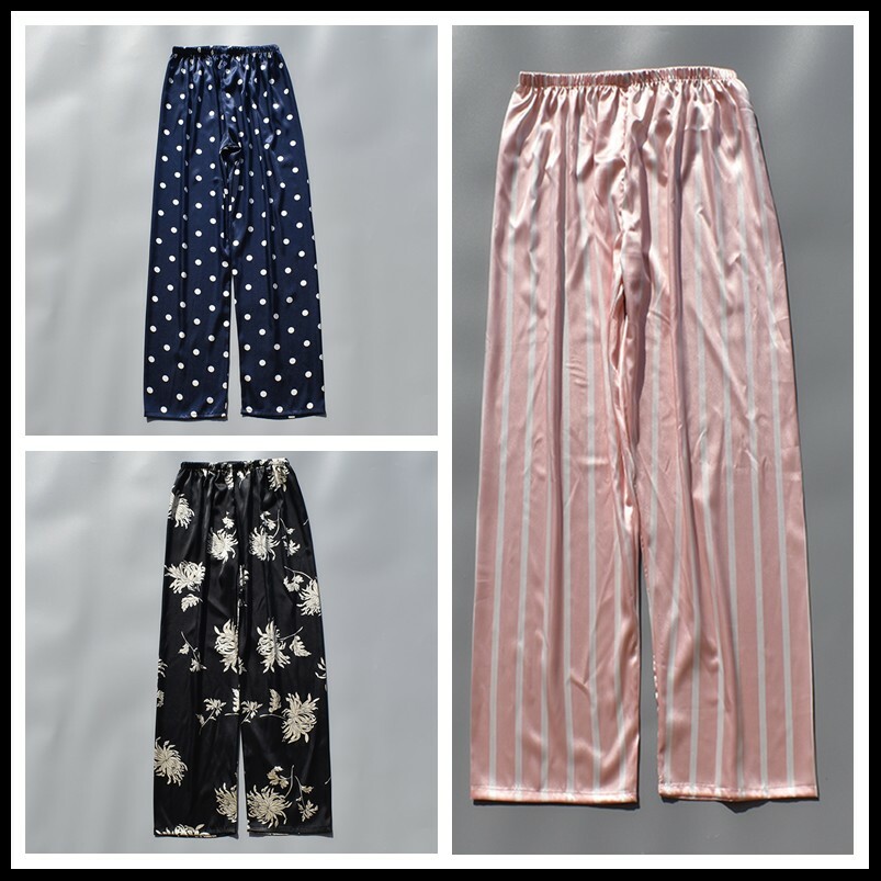 Women Faux Silk Pajama Satin Pants Nightwear Trousers Bottom Sleepwear