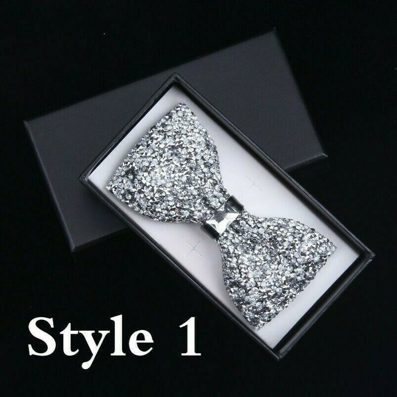Cravatta A Farfalla In Cristallo Per Uomo Bling Glitter Sposa Festa Prom Regalo