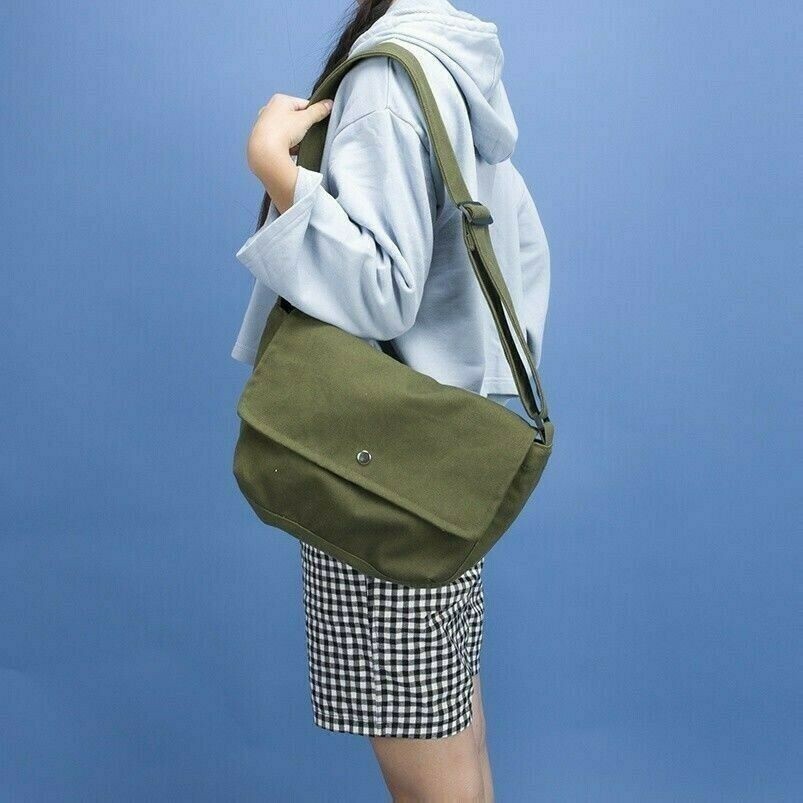Tracolla Borsa Tela Casual Vintage Retrò a Tracolla Cartella Verde Militare