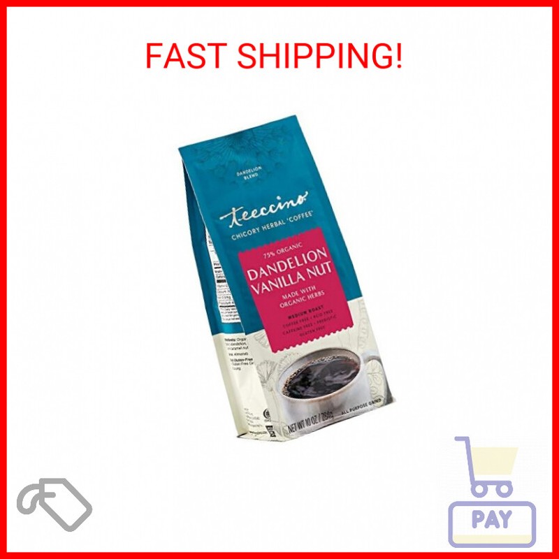Teeccino Dandelion Vanilla Nut Herbal Coffee - Caffeine-Free Coffee Alternative