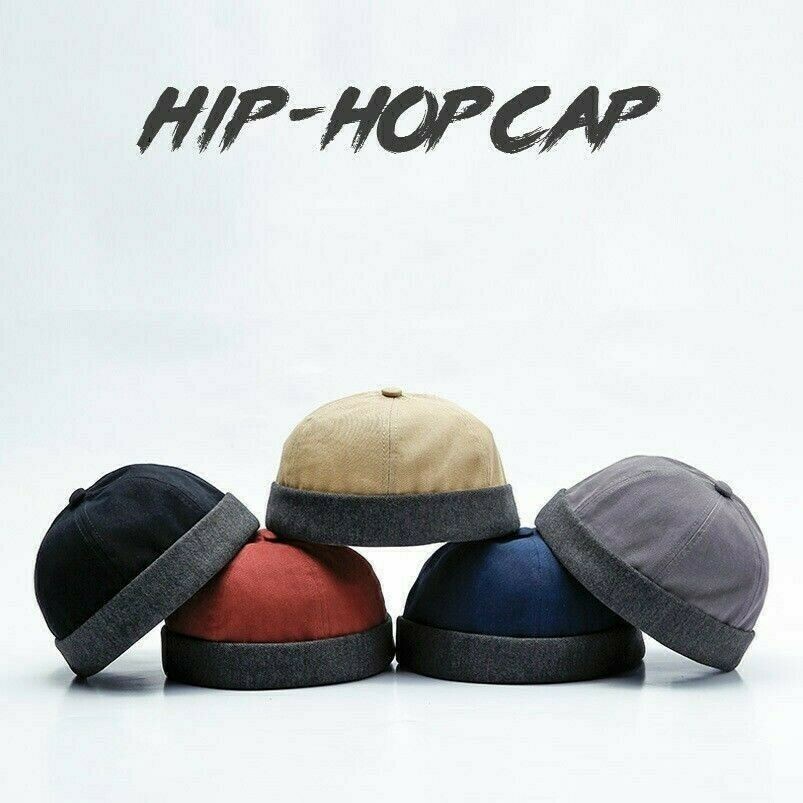 Rétro Uomo Unisex Cappello con Teschio Marinaio Tappo Scaricatore Rolled Polsino