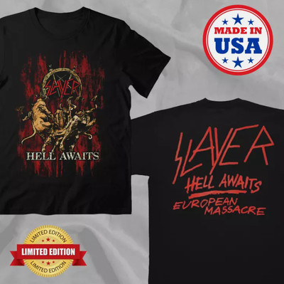 SLAYER Hell Awaits Black T-Shirt Double-Sided