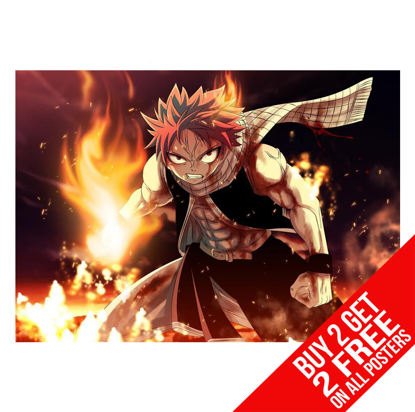 NATSU DRAGNEEL FAIRY TAIL ANIME MANGA POSTER PRINT A4 A3 - BUY 2 GET ANY 2 FREE