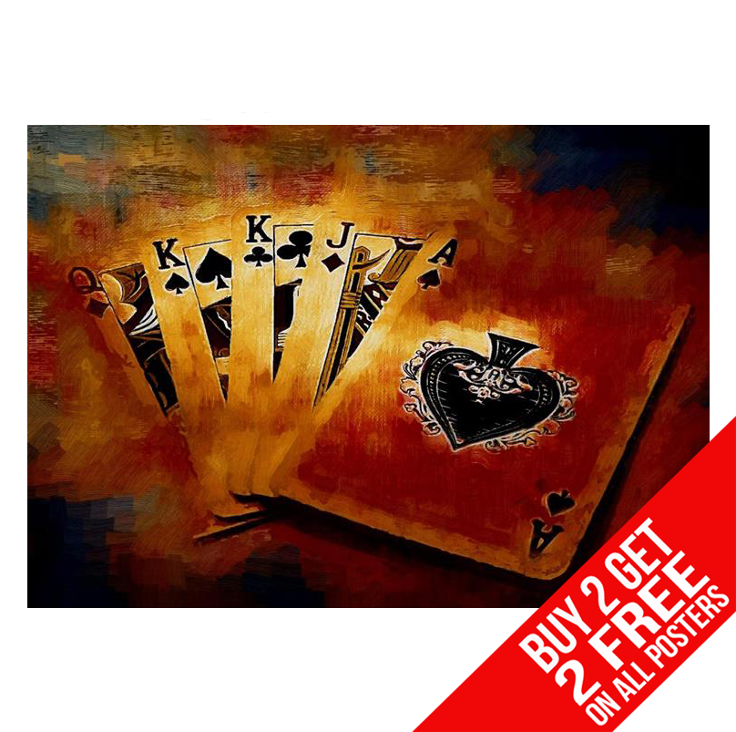POKER ROYAL FLUSH PLAYING CARDS ACES POSTER PRINT A3 A4 - BUY 2 GET ANY 2 FREE