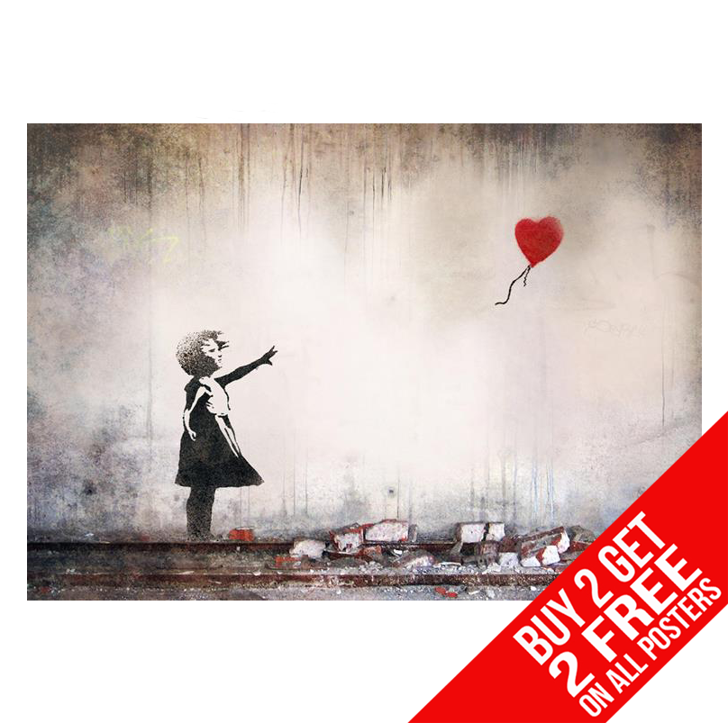 BANKSY 'GIRL WITH THE RED BALLOON' POSTER PRINT A4 A3 - BUY 2 GET ANY 2 FREE