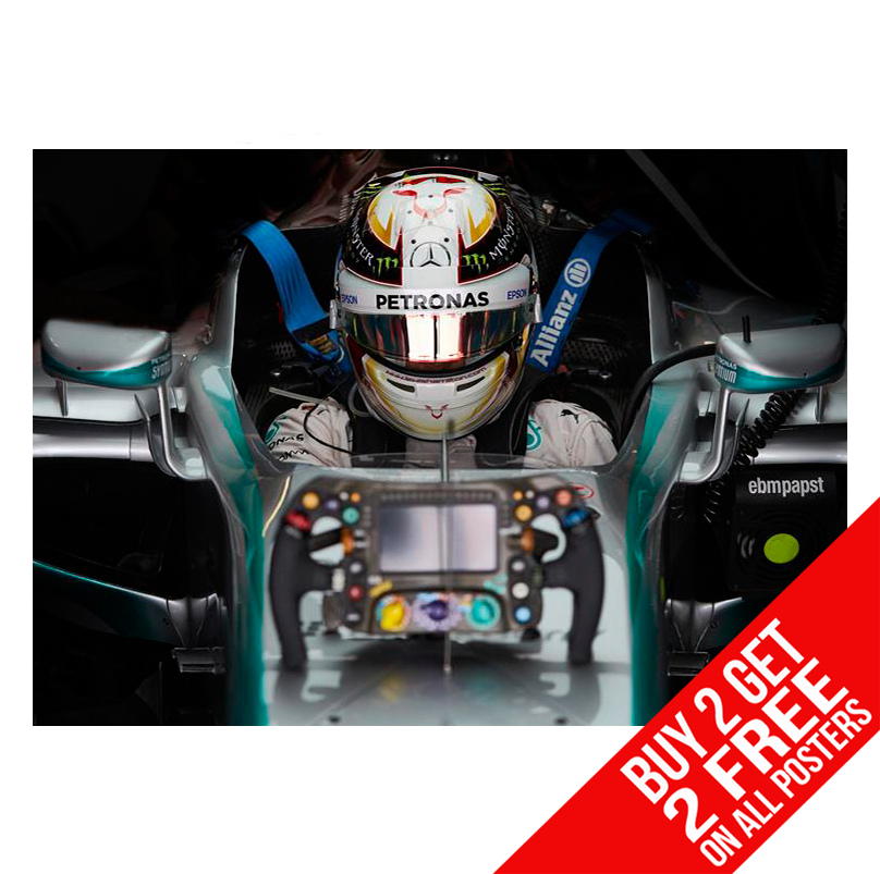LEWIS HAMILTON MERCEDES F1 CAR HELMET POSTER A3 A4 - BUY 2 GET ANY 2 FREE
