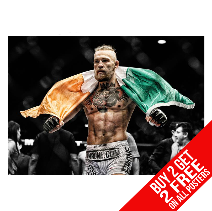 CONOR MCGREGOR UFC IRELAND IRISH FLAG ART POSTER A4 A3 - BUY 2 GET ANY 2 FREE