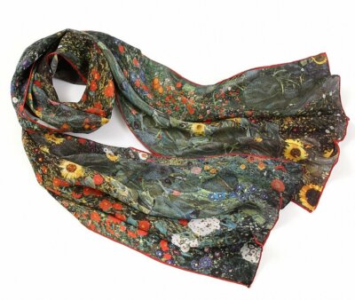 Prettystern Langer Damen-Schal 100% Seide Kunst Malerei Klimt Sonnenblumen P882