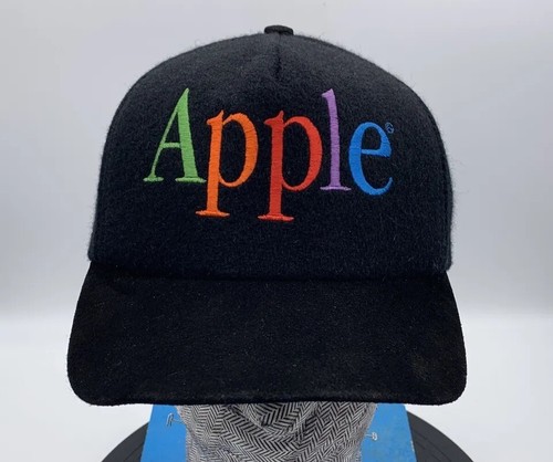 Vintage APPLE computers Spell Out Multi Color Suede Wool Strap