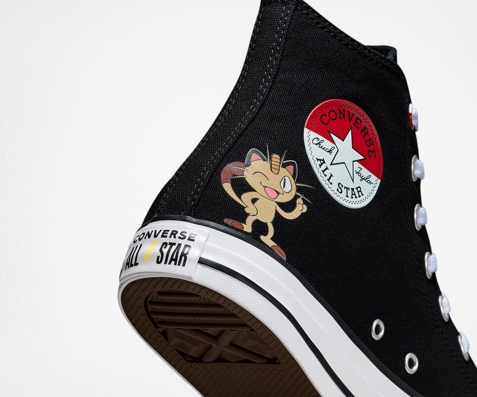 Pre-owned Converse X Pokemon First Partners Chuck Taylor All Star Pikachu Meowth In Black