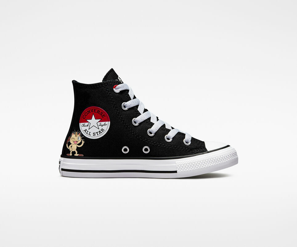 Pre-owned Converse X Pokemon First Partners Chuck Taylor All Star Pikachu Meowth In Black