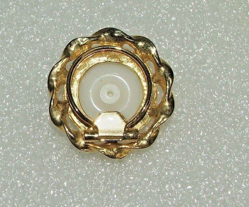Women's Fashion Round Faux Pearl Goldtone Metal  Scarf Ring Holder Clip  R