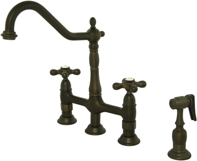 Kingston Brass KS1275AXBS Heritage Bridge Kitchen Faucet, 8-3/4