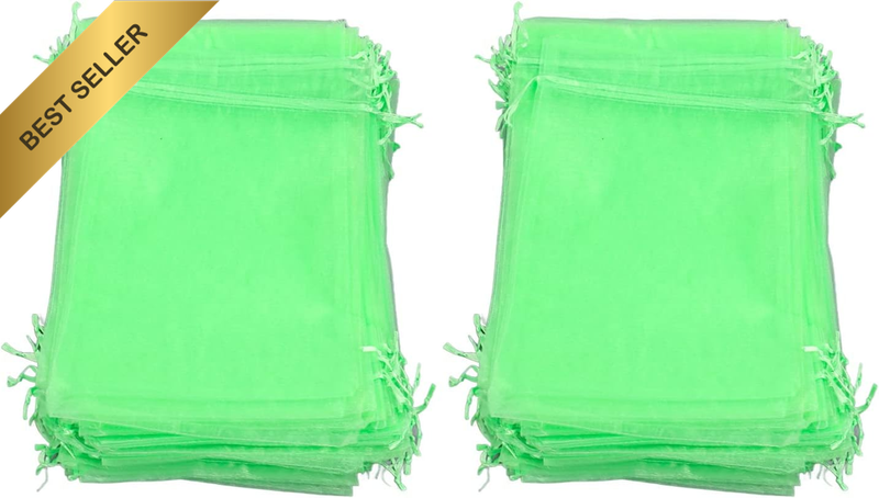 100PCS Organic Fruit Cover Mesh Bag Green, Reusable Barrier Netting for Trees, P