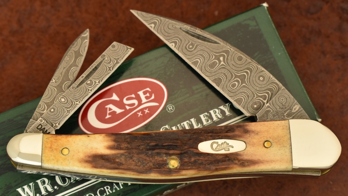 T.Y RARE CASE XX USA SEAHORSE WHITTLER KNIFE GENUINE BURNT STAG