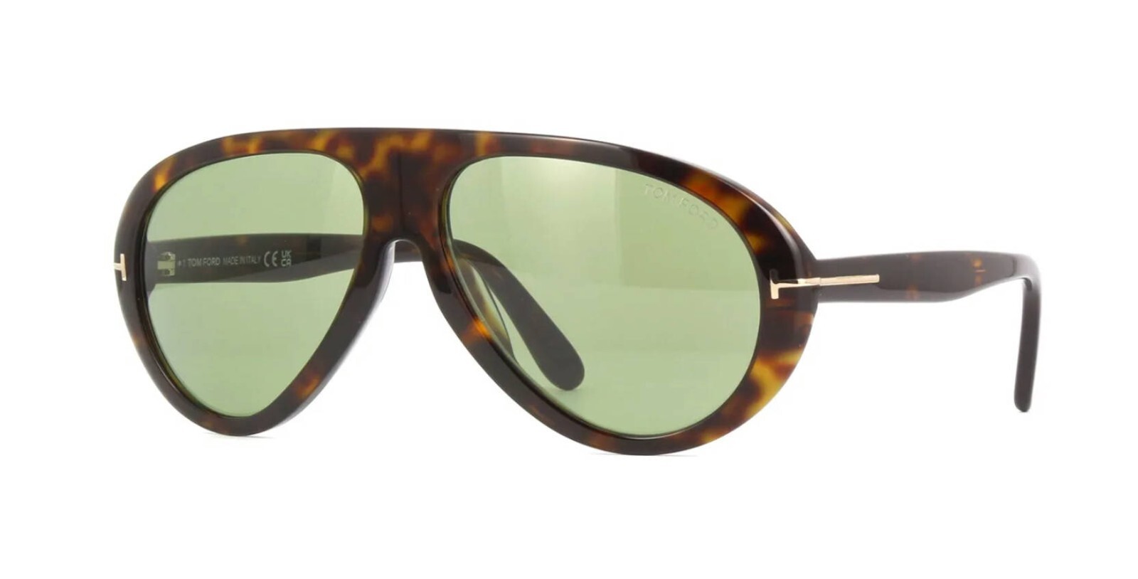 Pre-owned Tom Ford Camillo-02 Ft 0988 Dark Havana/green (52n) Sunglasses