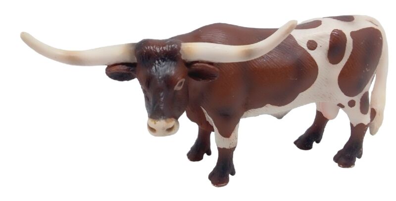 Retired 2002 Schleich Texas Long Horn Cow Steer Bull Brown & White Cow