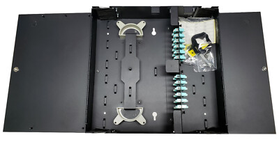 48 Fiber Dual Door Wall Mount, 24 LC Duplex Adapter, Patch Only, OM3/4 Multimode