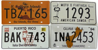 Lot de 4 plaques d'immatriculation américaines PUERTO RICO USA License Plates