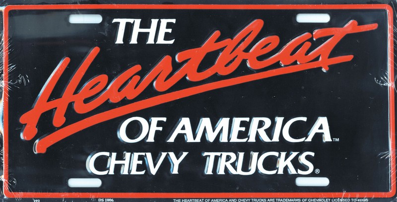 Chevrolet Trucks The Heartbeat Of America Embossed Metal License Plate