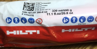 HILTI HIT-HY 200-R V3 ADHESIVE ANCHOR 11.1 fl oz/330ml  #2334276 EXP.Sep 2024.