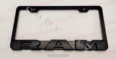 1x (black) Ram 3D Emblem BLACK Stainless License Plate Frame RUST FREE