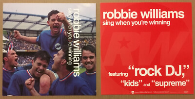 ROBBIE WILLIAMS Rare 2000 Set of 2 DOUBLE SIDED PROMO POSTER FLAT for Sing CD