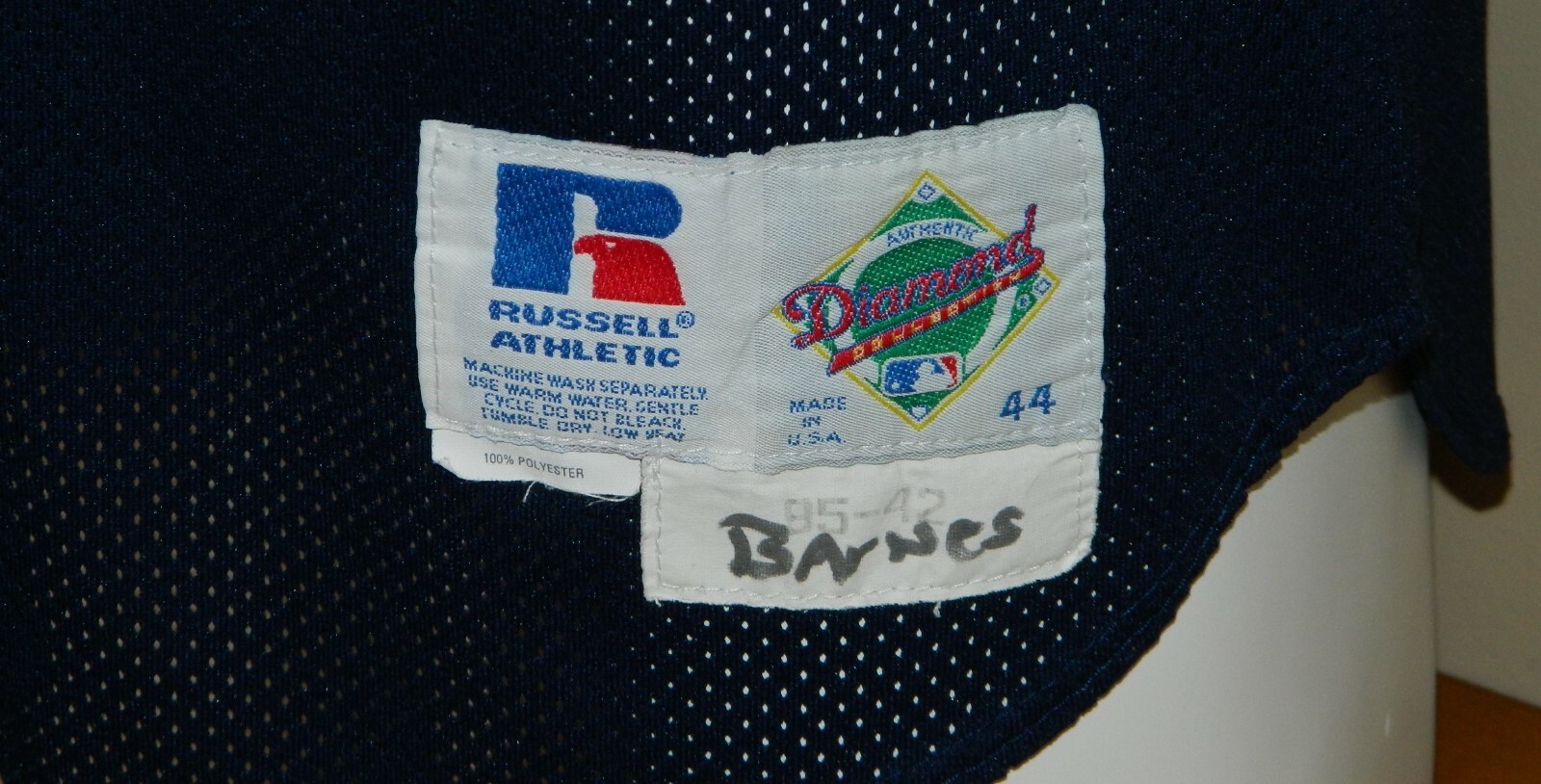 1995 Skeeter Barnes Game Worn Detroit Tigers BP Jersey #42 - Russell Size 44