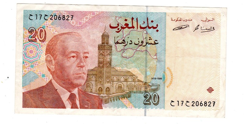 Maroc Morocco Billet 20 Dirhams 1996 Ah.1416 Roi Hassan Vf Bon Etat.
