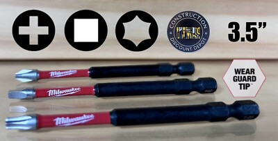 MILWAUKEE SHOCKWAVE Impact Duty 3-1/2 in. 3Pc Phillips Square &Torx T25 SQ2 PH2