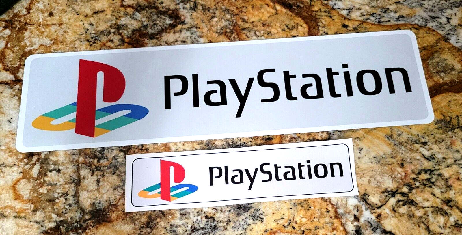 Playstation Logo Aluminum Sign  6" x 23"   with free decal.