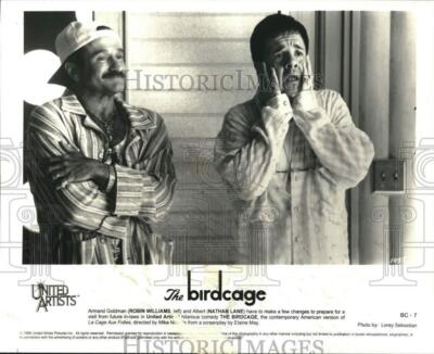 1996 Press Photo Robin Williams & Nathan Lane Starring In ''The Birdcage''