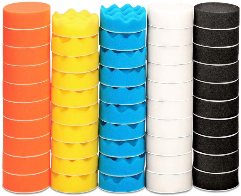 ZFE 50pcs 3 inch/80 mm Sponge Buffing Pads, Foam Polishing Pad Kit for Car and