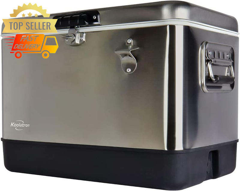 51L Stainless Steel Cooler, 85 Can Capacity, Portable Ice Chest for Camping BBQ