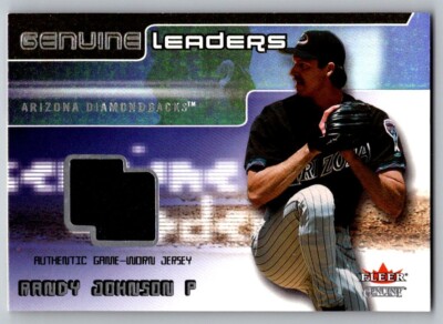 RANDY JOHNSON 2002 FLEER GENUINE LEADERS AUTHENTIC GAME-WORN JERSEY RELIC CARD B