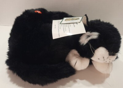 NEW! Plush Realistic Stuffed Interactive Tuxedo Cat 12''x9'' Meows Breathes Purrs 